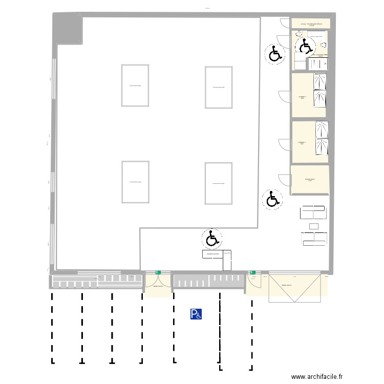 SALLE FFG - APRES TRAVAUX. Plan de 8 pièces et 44 m2