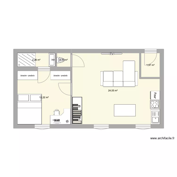 Lyes appartement bois colombes. Plan de 5  et 42 m²
