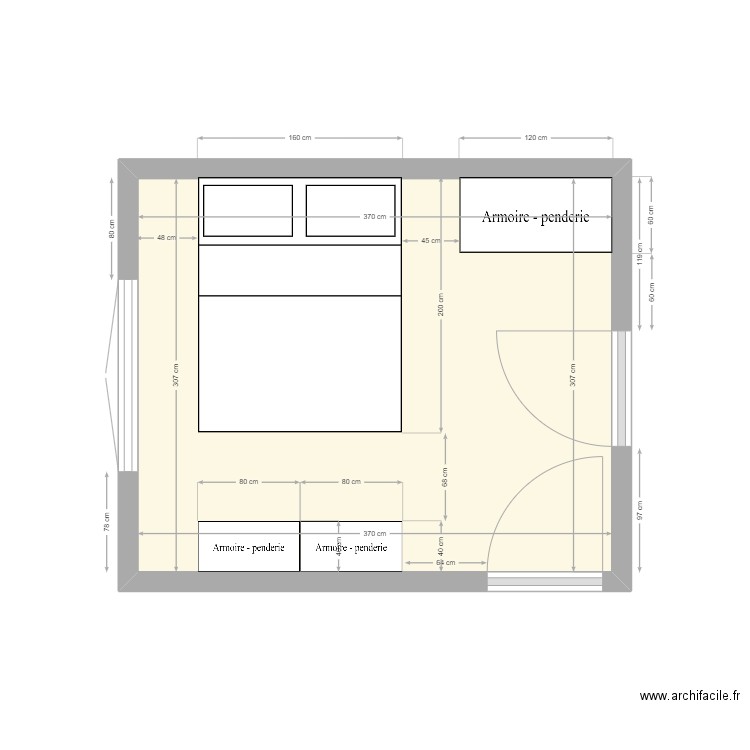Chambre PM 6. Plan de 1 pièce et 11 m2