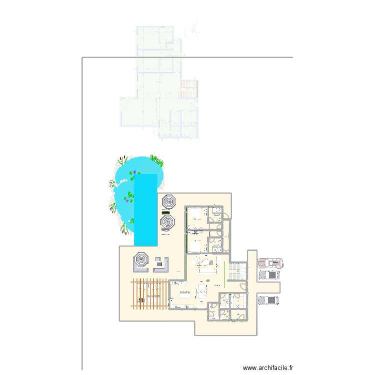 House 1 RDC MNT - Version Chambre. Plan de 29 pièces et 781 m2