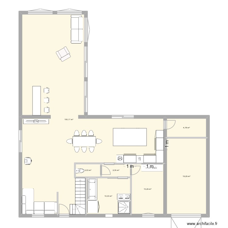 extension. Plan de 7 pièces et 149 m2