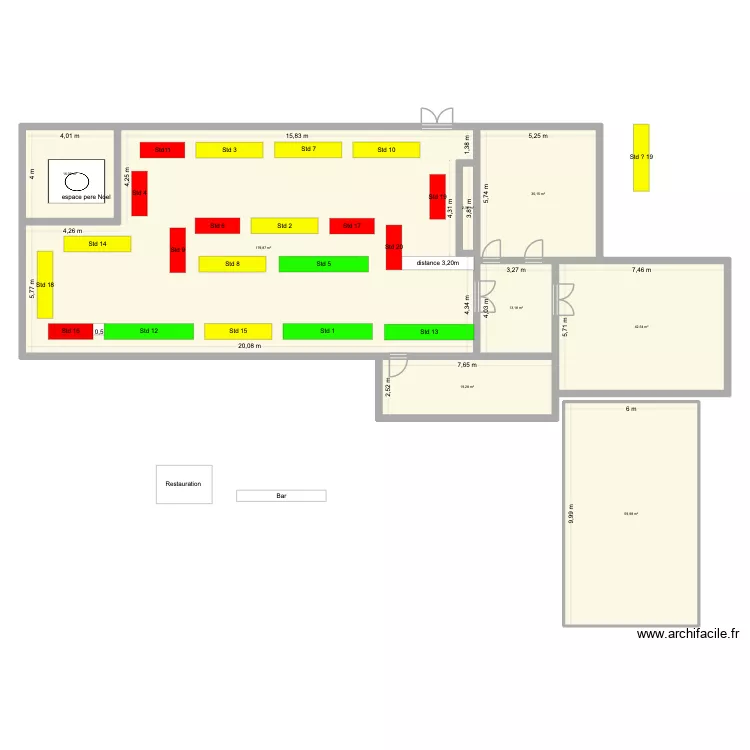 March&eacute; de No&euml;l 2025 salle V2. Plan de 
