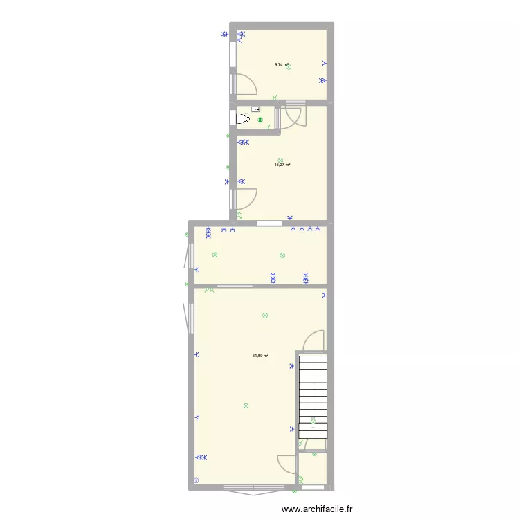 Pastoor. Plan de 3 Pièces et 77 m²