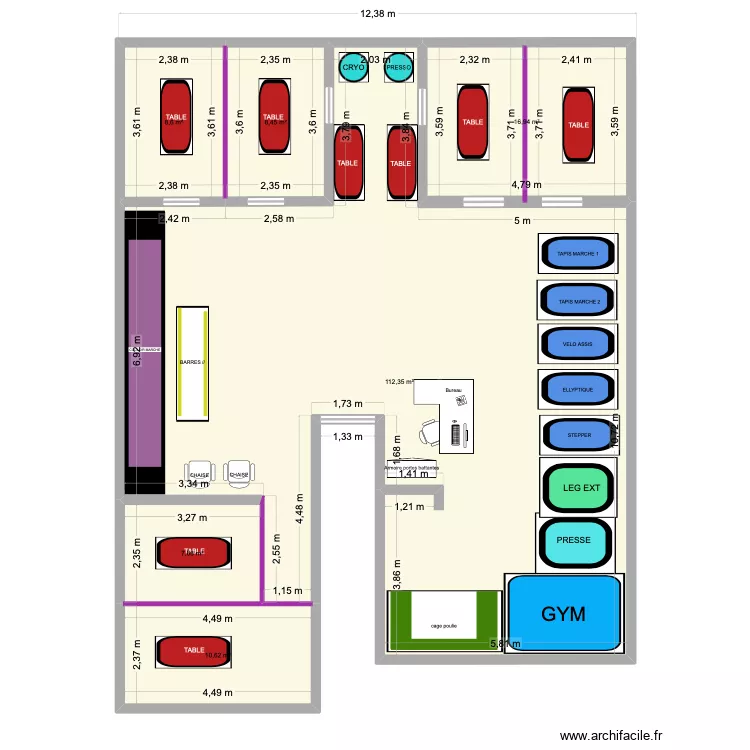 Cabinet Kine V1. Plan de 6  et 165 m²