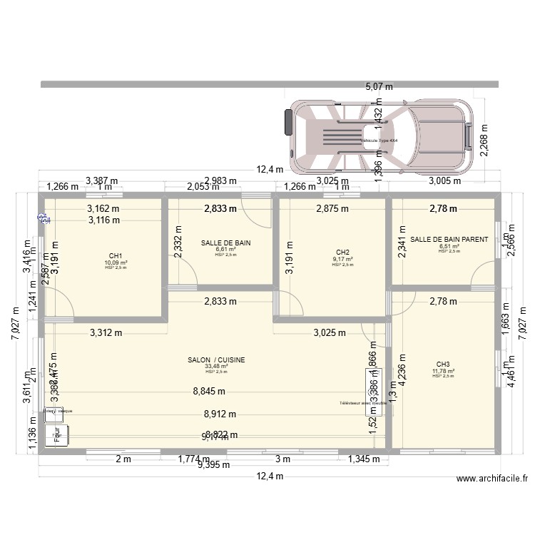home vaitu. Plan de 6 pièces et 78 m2