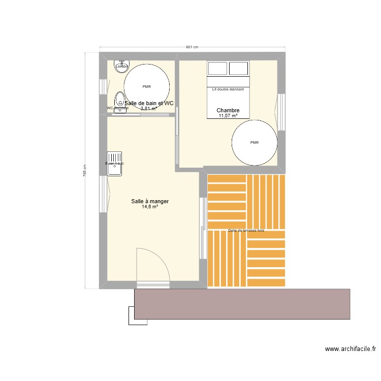 Cocoon. Plan de 3 pièces et 29 m2