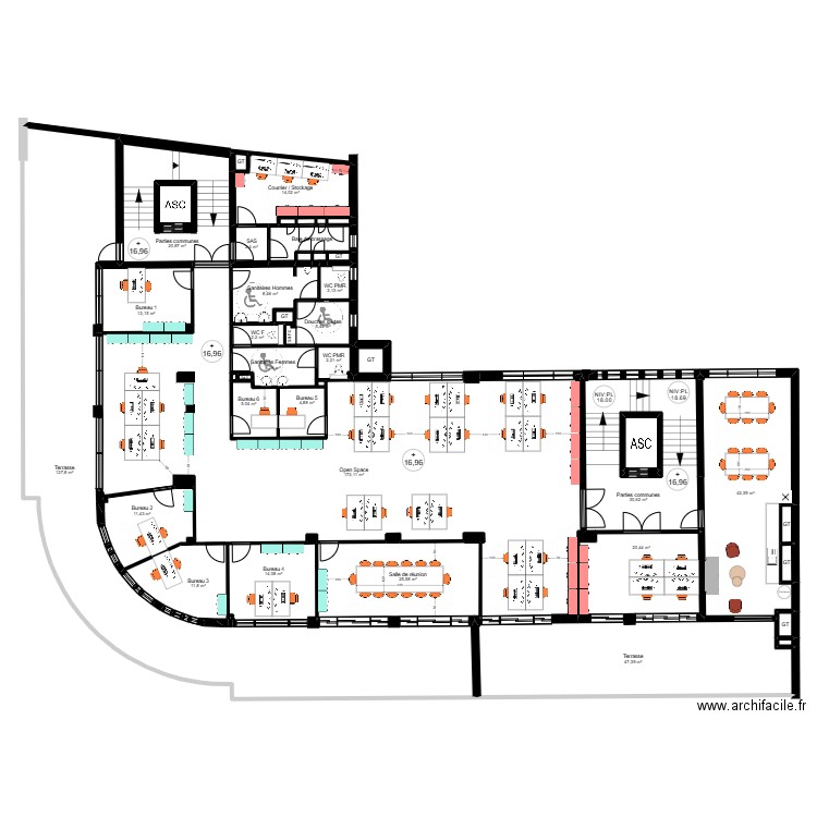 Toulon Fontaine - R+5 modif. Plan de 50 pièces et 615 m2