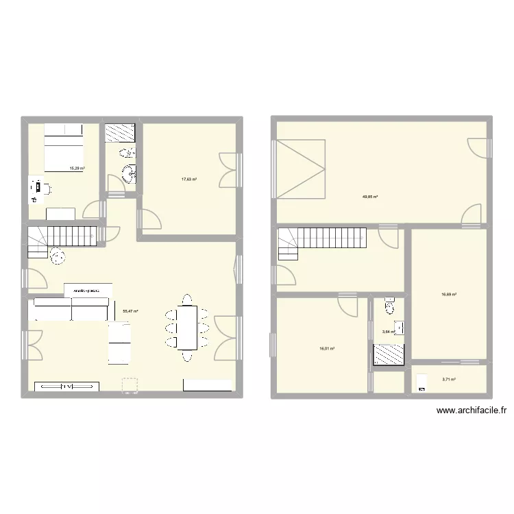 l hay les roses avec ss sol. Plan de 8  et 178 m²