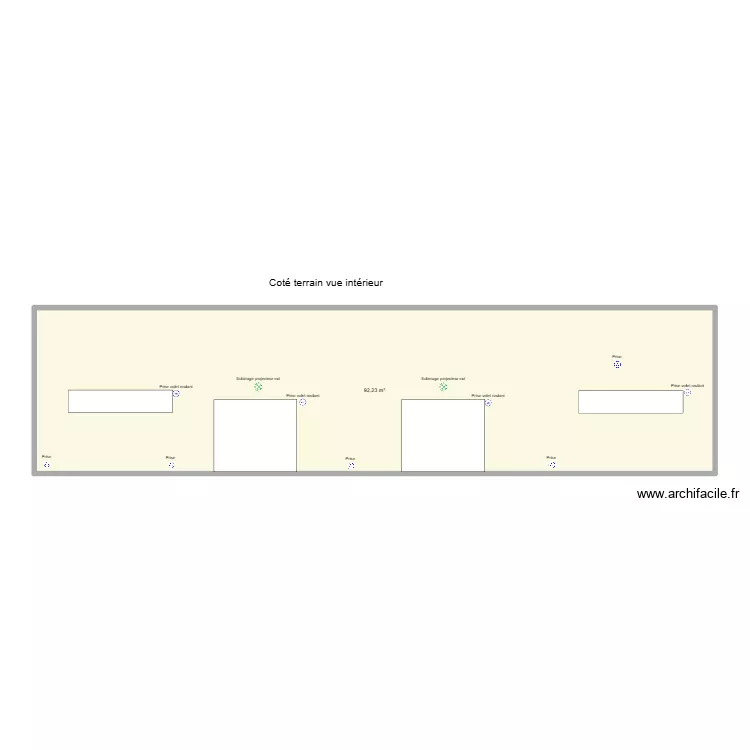 cellier cot&eacute; terrain. Plan de 1  et 92 m²