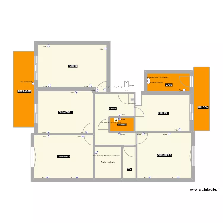 appart_cgr_prises. Plan de 12  et 108 m²