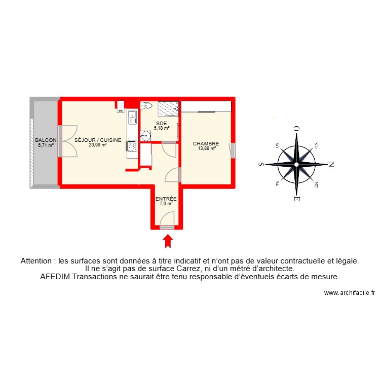 BI 29624. Plan de 8 pièces et 68 m2