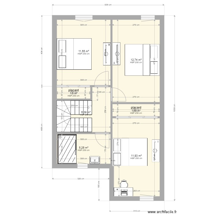 galleron 1er. Plan de 7 pièces et 51 m2