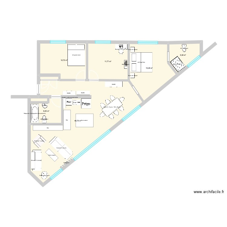appart-bex. Plan de 6 pièces et 101 m2