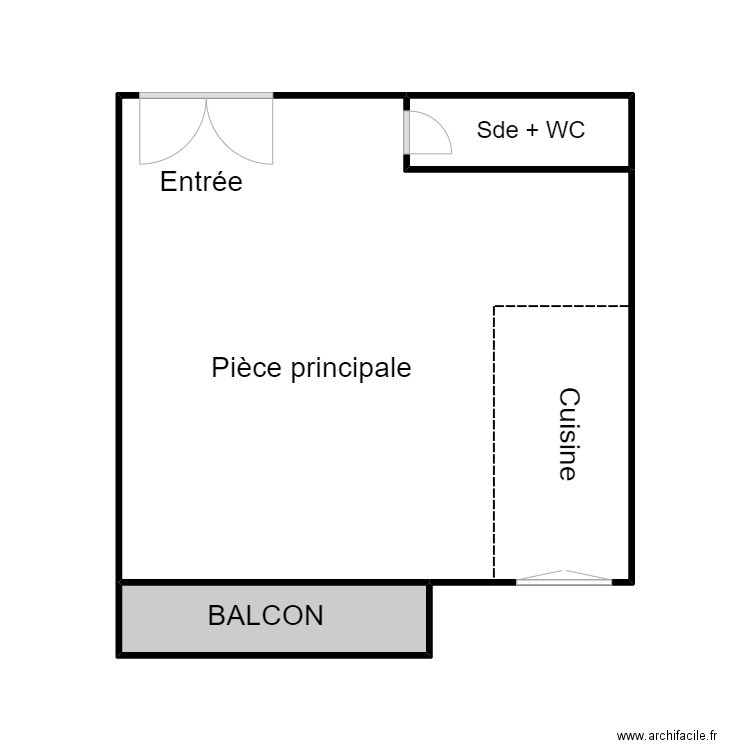 DAVID 3 quai Louis Bleriot. Plan de 3 pièces et 29 m2