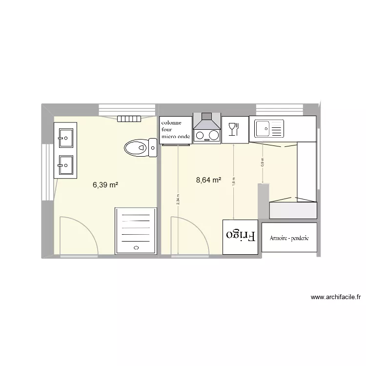 projet Magnani. Plan de 2  et 15 m²