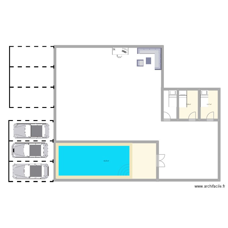 plan de reve. Plan de 3 pièces et 60 m2