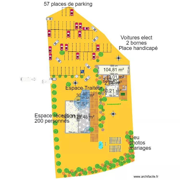 Cadastre St Eloy - Salle réception avec extension aménagé. Plan de Cadastre St Eloy - Salle réception avec extension aménagé. Plan de