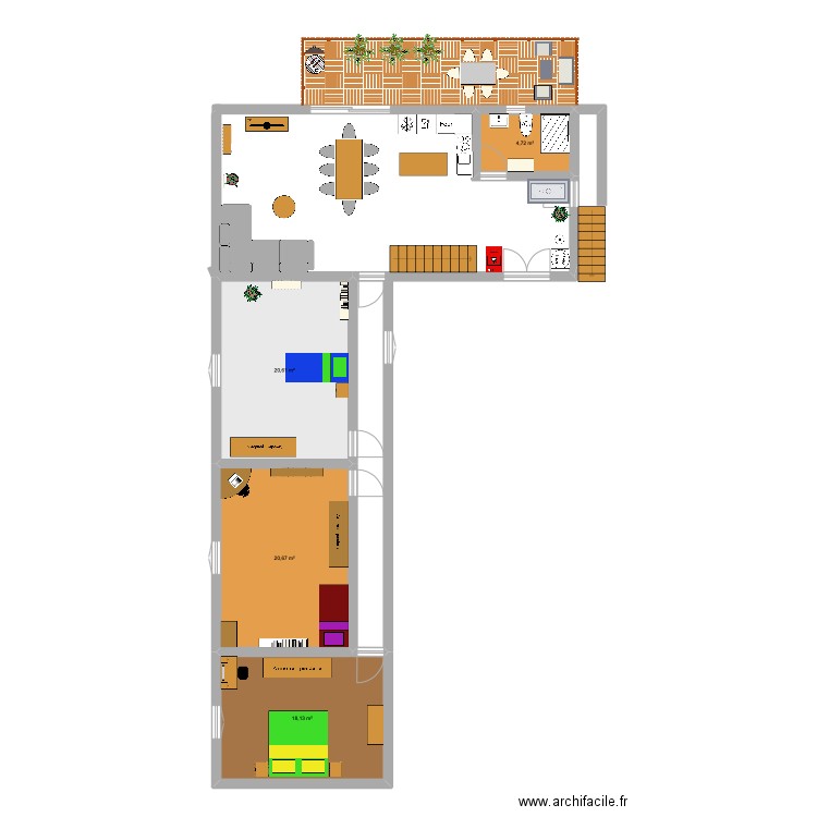 appartement chèvres. Plan de 1 pièce et 44 m2