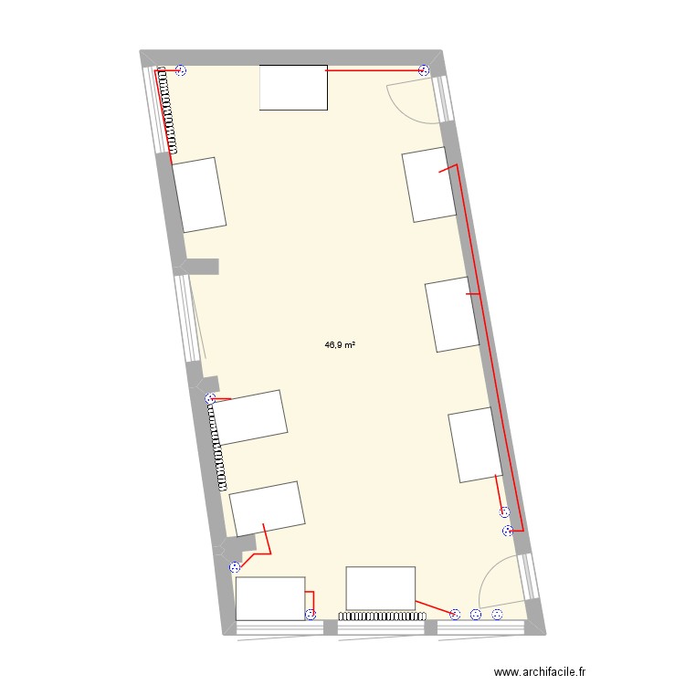 SAE 2.3. Plan de 1 pièce et 47 m2