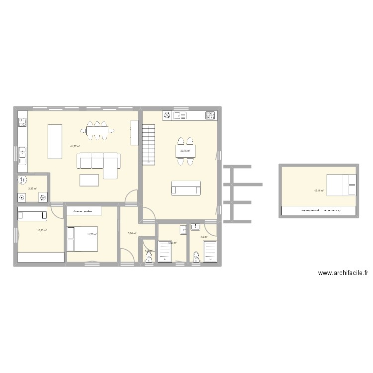 maison3. Plan de 10 pièces et 132 m2