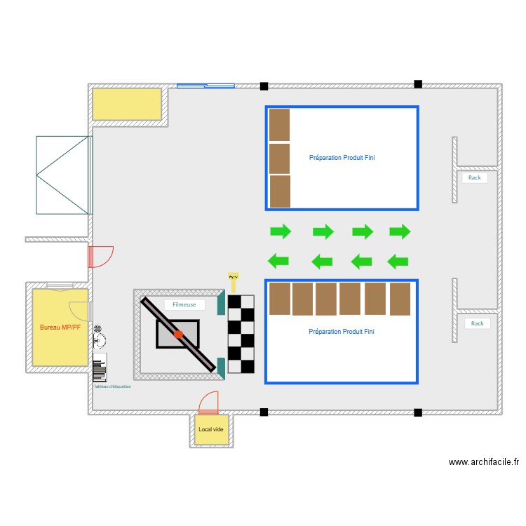Zone de préparation d'expédition. Plan de 3 pièces et 199 m2