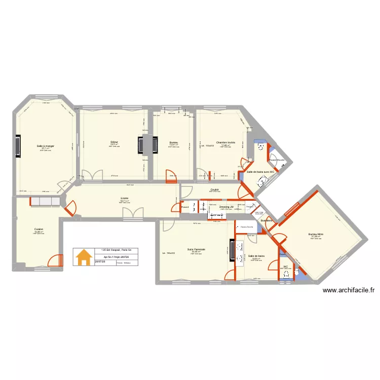 135 Raspail 5e Projet 200726. Plan de 31  et 196 m²