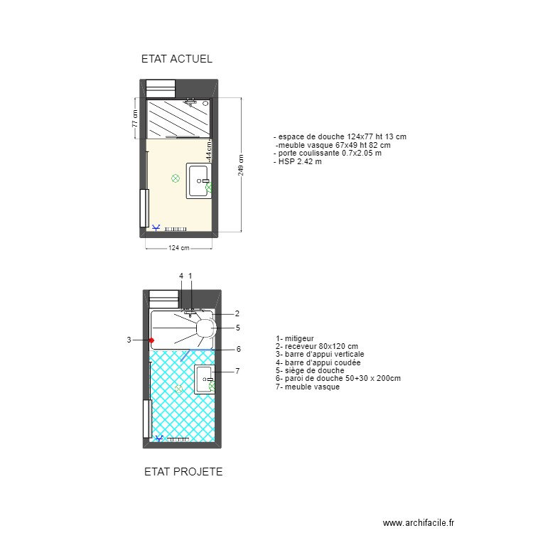 LARINOUNA ACCESS. Plan de 2 pièces et 6 m2