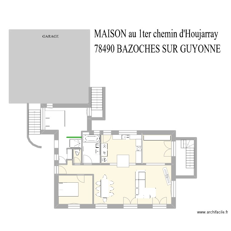 BAZ_rchaussee. Plan de 5 pièces et 117 m2