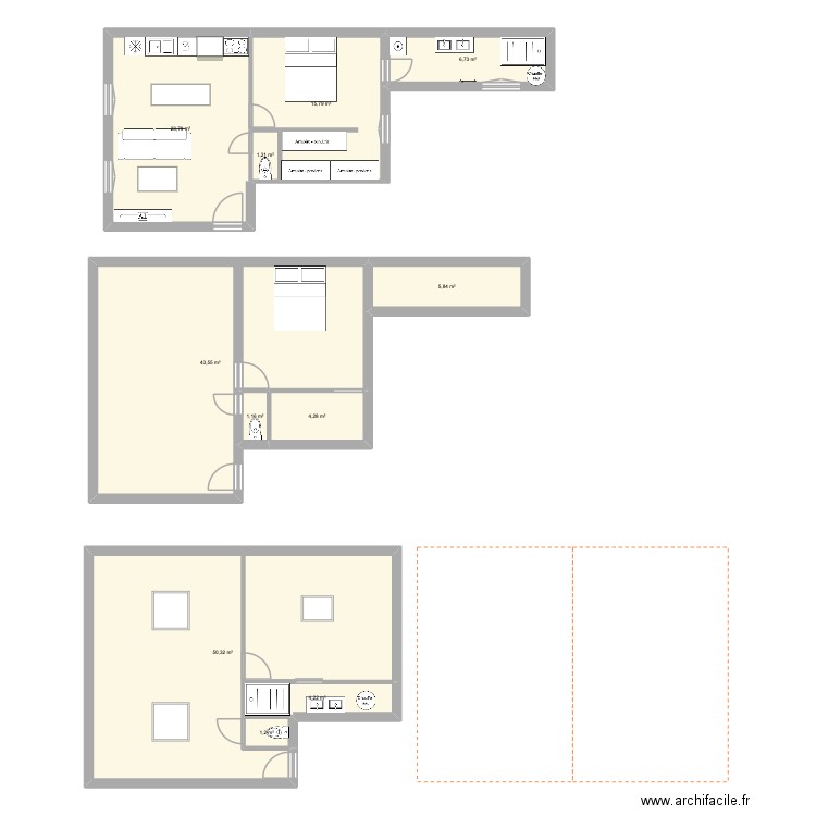 immeuble 6. Plan de 11 pièces et 158 m2