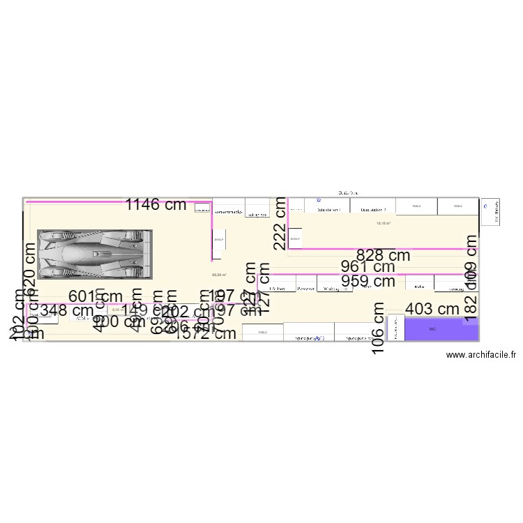 garage 6 spa. Plan de 4 pièces et 121 m2