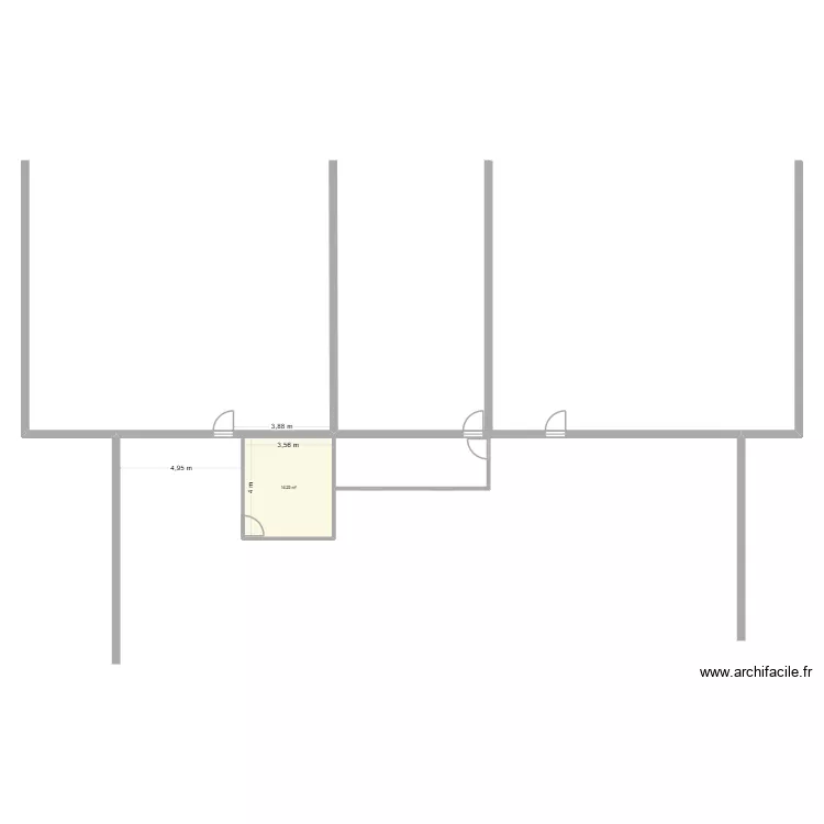 Atelier. Plan de 1 Pièce et 14 m²