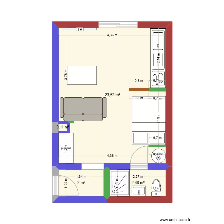 Studio D tournefeuille V2. Plan de 4 et 28 m² Studio D tournefeuille V2. Plan de 4 et 28 m²