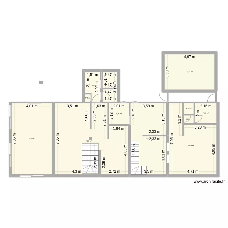 extensionII. Plan de 12  et 161 m²