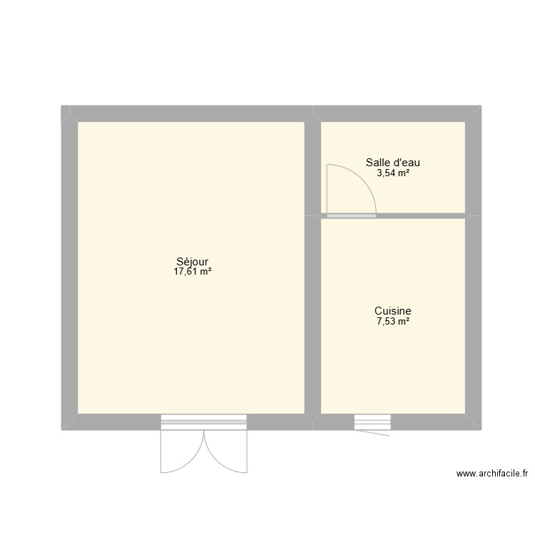 Aninat. Plan de 3 pièces et 29 m2