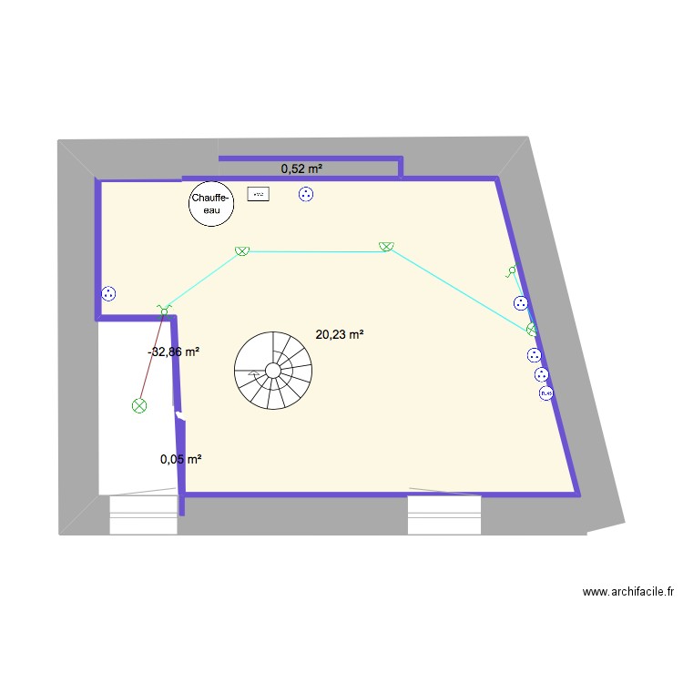 1er etage. Plan de 4 pièces et 21 m2