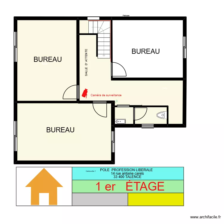 plan de coupe et dimension 1 er &eacute;tage. Plan de 