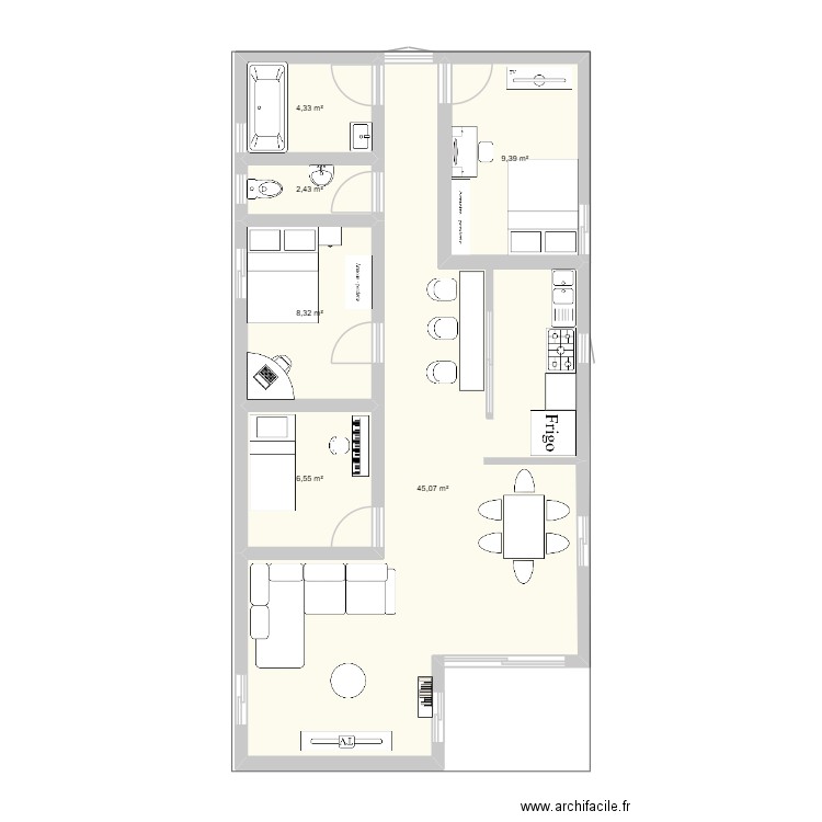 Projet moramanga. Plan de 6 pièces et 76 m2