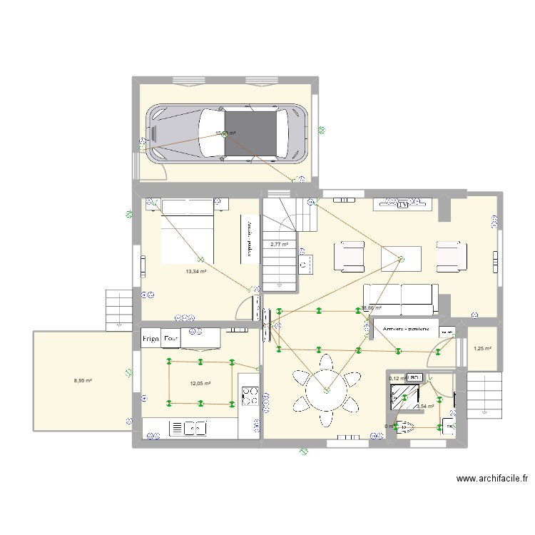 Maison PEUPLIERS - RDC (aménagé cloison 98). Plan de 10 pièces et 96 m2