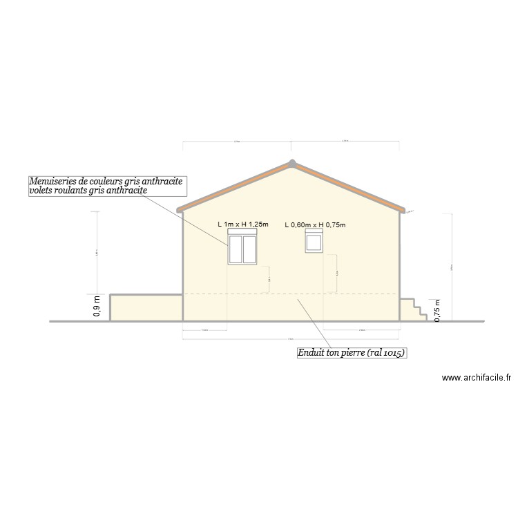 maison 65m2 Face N. Plan de 4 pièces et 38 m2