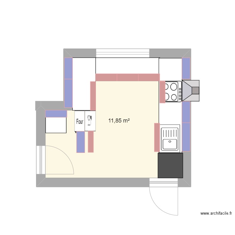 CUISINE. Plan de 1 pièce et 12 m2