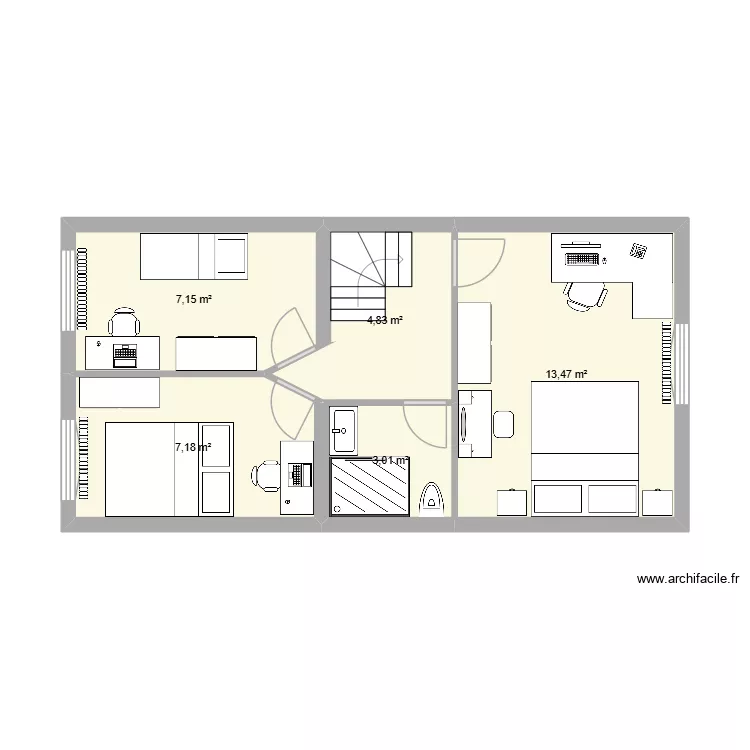 Le Treport 1er futur. Plan de 5  et 36 m²