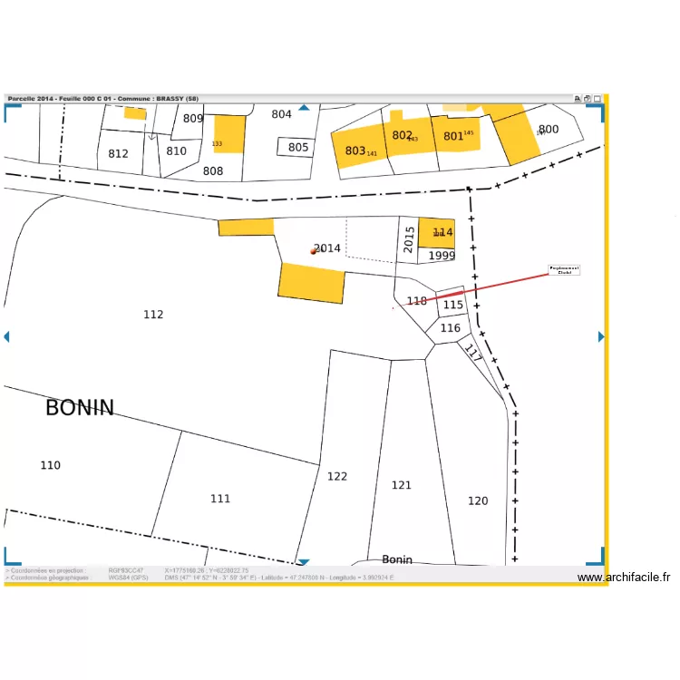 Cadatre chalet avec emplacement. Plan de 