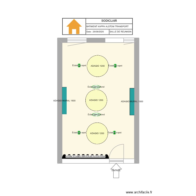 ALSTOM TRANSPORT BATIMENT KAPPA SALLE DE REUNION. Plan de 1 pièce et 25 m2