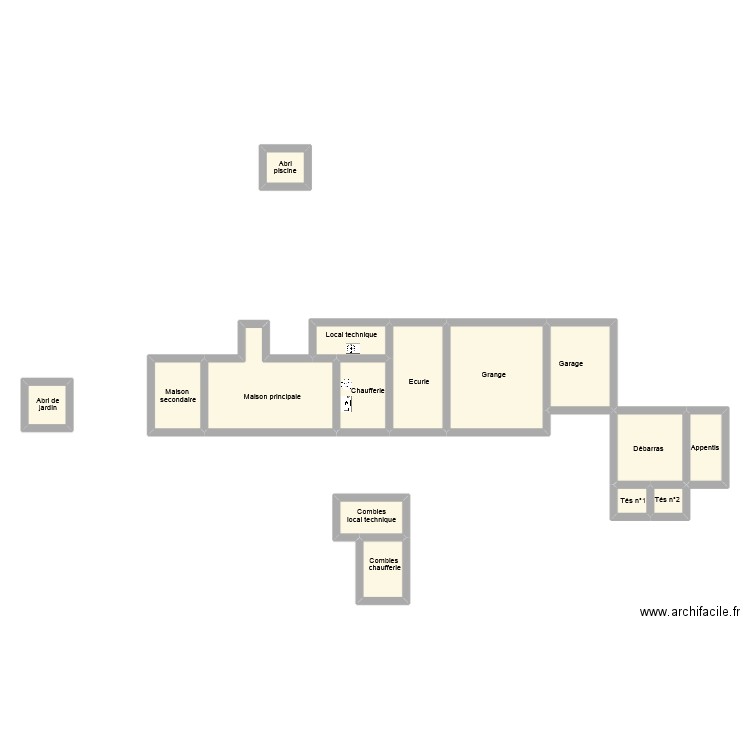 janzen depednace. Plan de 15 pièces et 88 m2
