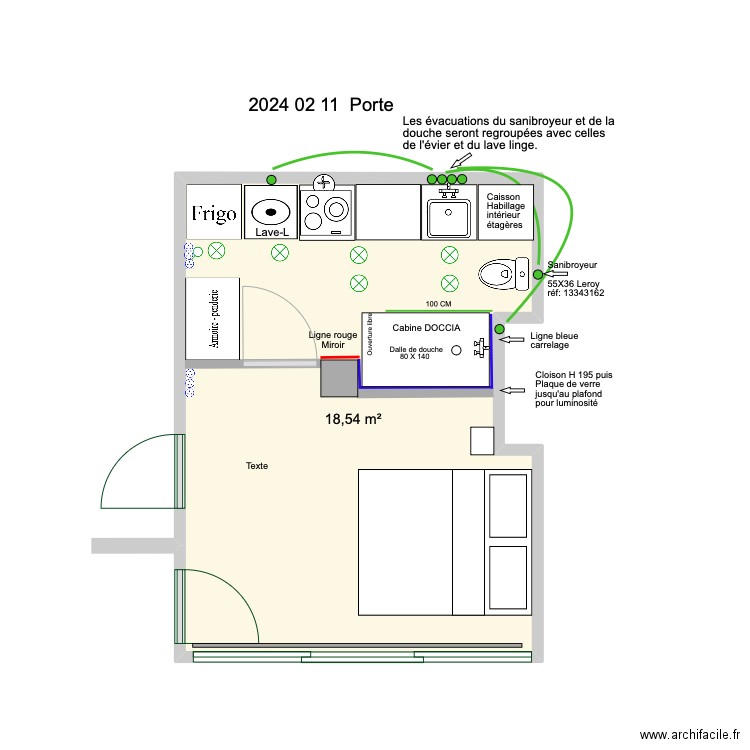 2024 02 11 avec porte Sanibroyeur. Plan de 0 pièce et 0 m2