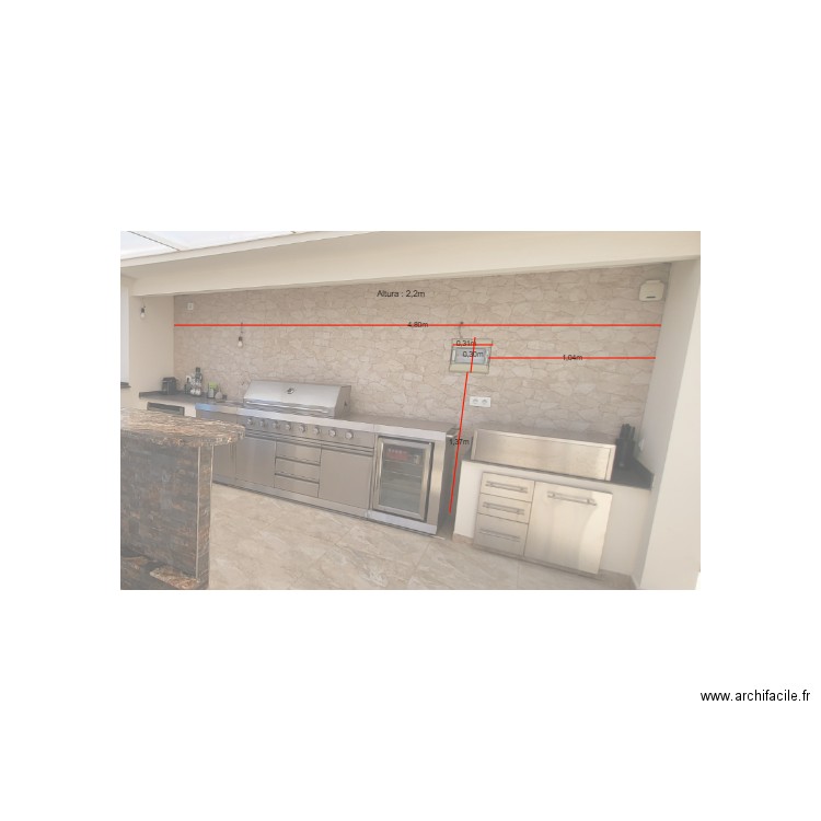 mur du fond. Plan de 0 pièce et 0 m2