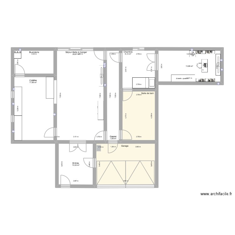 Chez moi. Plan de 9 pièces et 123 m2