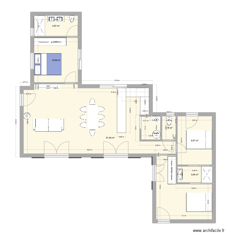 MAISON BENOIT - modification. Plan de 6 pièces et 91 m2