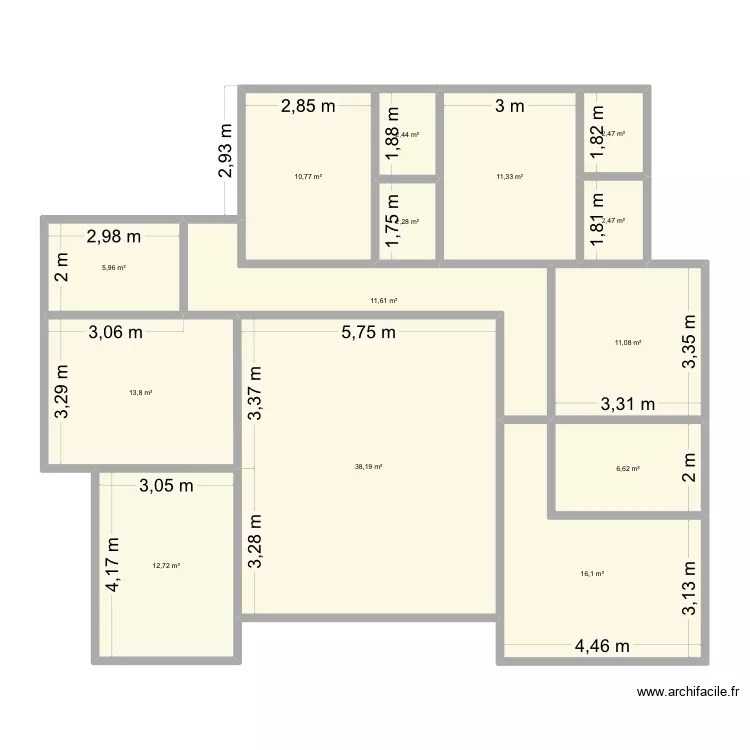 Bahouan. Plan de 14 Pièces et 148 m²
