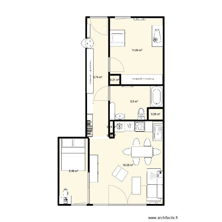 Lot-307_3. Plan de 9 pièces et 53 m2